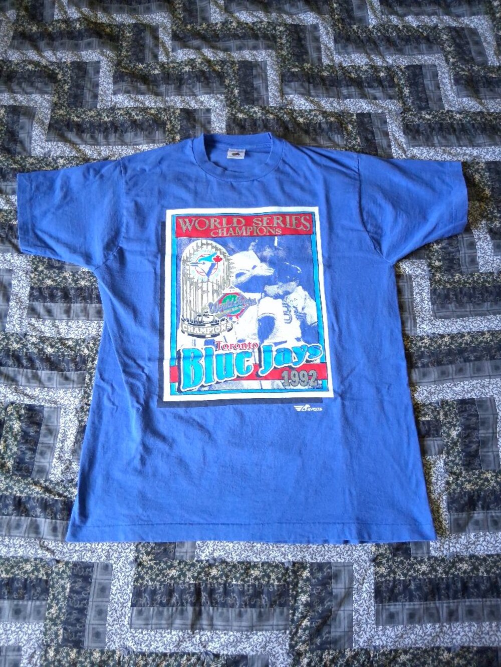 VTG 1992 MLB Baseball Toronto Blue Jays World Series Champions Blue T-Shirt XL